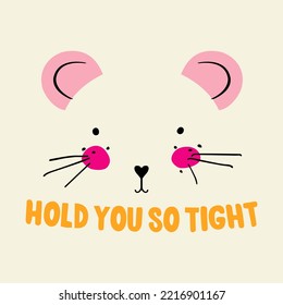 Hand Drawing Pet Face Vector Art Illustration Isolated On Off White Background.