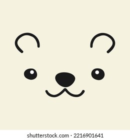 Hand Drawing Pet Face Vector Art Illustration Isolated On Off White Background.