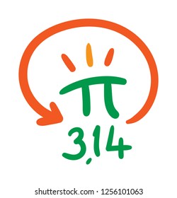 hand drawing pi number and arrow design vector