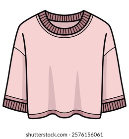 Hand Drawing of Pink Crop Top with Stylish and Trendy Details