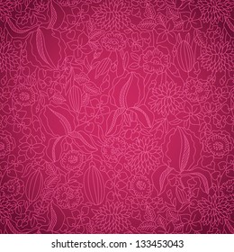 Hand drawing pink floral pattern