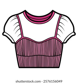 Hand Drawing of Pink Top with Stylish and Elegant Details