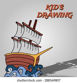hand drawing pirate ship on paper