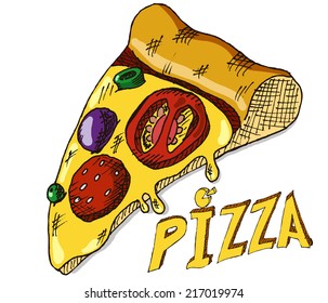 Hand drawing pizza