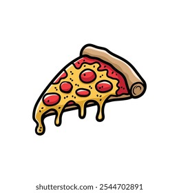 Hand drawing Pizza slice Vector and Illustration, pizza dripping cheese and Pizza doodle art