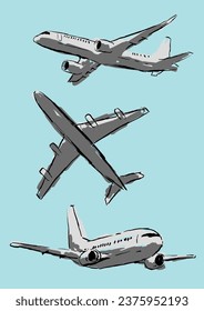 hand drawing planes vector. sketches. painting