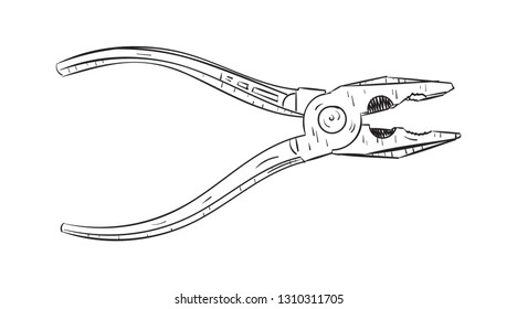 hand drawing pliers