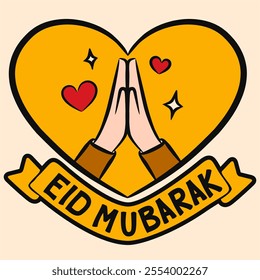 A hand drawing poster of a forgiveness hand gesture in Eid Mubarak season. Ramadan Kareem. Ramadan Mubarak. Greetings Card.