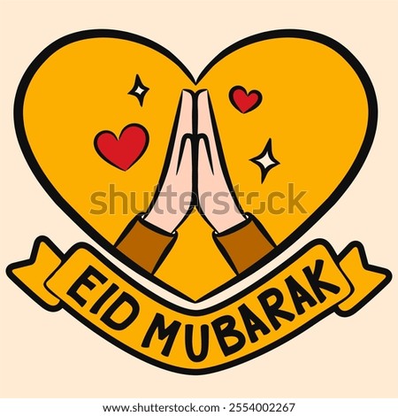 A hand drawing poster of a forgiveness hand gesture in Eid Mubarak season. Ramadan Kareem. Ramadan Mubarak. Greetings Card.