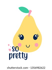 Hand drawing pretty pear vector.