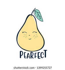 Hand drawing pretty pear vector.