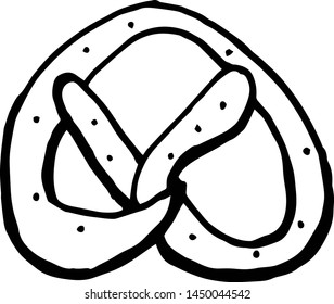 hand drawing pretzel on white. doodle vector illustration