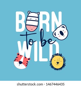 Hand drawing print design. Animals vector illustration.