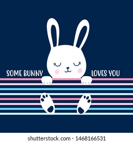 Hand drawing print design. Bunny vector illustration.