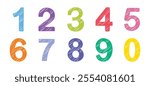 Hand drawing printed numbers school kids style, mathematics and numbers doodle vector. Vector illustration