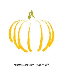 Hand drawing pumpkin, abstract illustration on white background