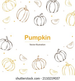 Hand drawing pumpkin background, vector illustration.