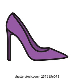 Hand Drawing of Purple High Heel Shoe with Bold and Stylish Appeal