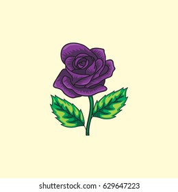 hand drawing purple rose 