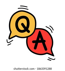Hand drawing question and answer icon isolated on white background. Simple and modern question and answer symbol for logo, web, app, UI. 