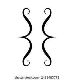 Hand drawing quote icon. Curly decoration braces isolated on white background. Parentheses sign, punctuation symbol for messages and text quote. Graphic design element. Vector illustration