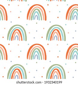 Hand drawing rainbow illustration vector. Vector illustration design for fashion fabrics, textile graphics, prints. Rainbow seamless pattern.