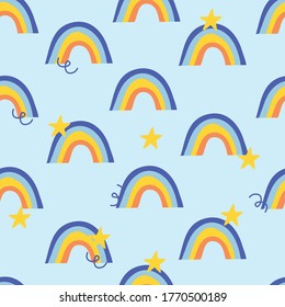 Hand drawing rainbow pattern illustration vector.