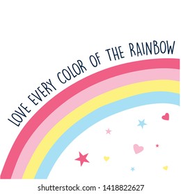 Hand Drawing Rainbow Vector Illustration.  Print Design For Summer.