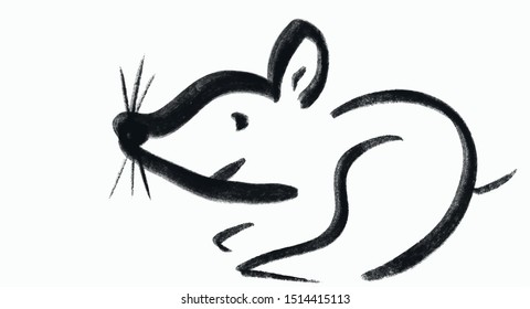 Hand drawing rat doodle, vector.
