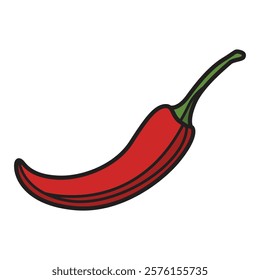 Hand Drawing of Red Hot Chili Pepper with Bold and Spicy Details