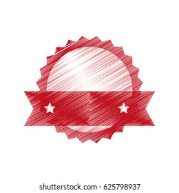 hand drawing red label empty with ribbon
