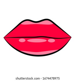 hand drawing red lips isolated on a white background.