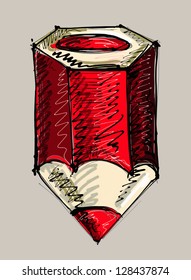 hand drawing of red pencil, vector version