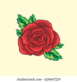 hand drawing red rose 