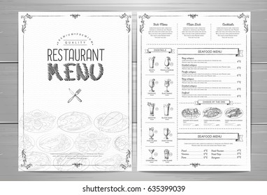 Hand drawing restaurant menu design
