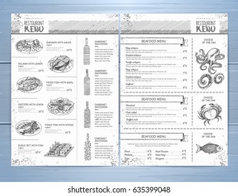 Hand drawing restaurant menu design