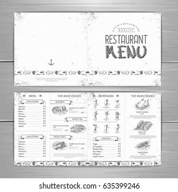 Hand drawing restaurant menu design