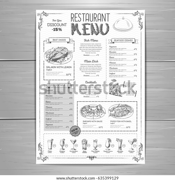 Hand Drawing Restaurant Menu Design Stock Vector (Royalty Free) 635399129