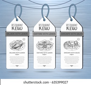 Hand drawing restaurant menu label design