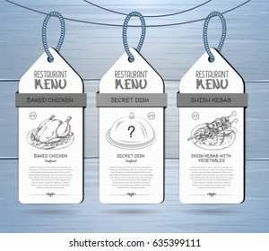 Hand drawing restaurant menu label design