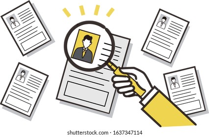 hand drawing resume,image of finding employment,vector illustration