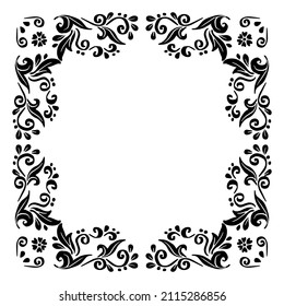 Hand drawing retro floral frame 