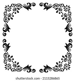 Hand drawing retro floral frame 