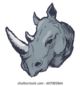 HAND DRAWING A RHINO HEAD