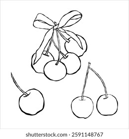 Hand drawing ribbon decoration black line set vector file 
