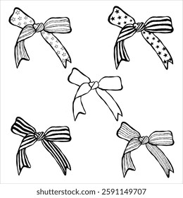 Hand drawing ribbon decoration black line set vector file 
