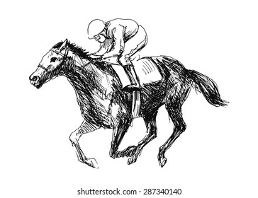 Hand drawing a rider with a horse