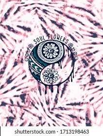 hand drawing ring yang design on tie dye background
