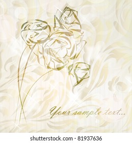 Hand drawing rose card with your text (vector version eps 10)