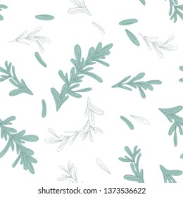 Hand drawing rosemary pattern. Illustration isolated on white. Perfect for summer wedding invitation and card making